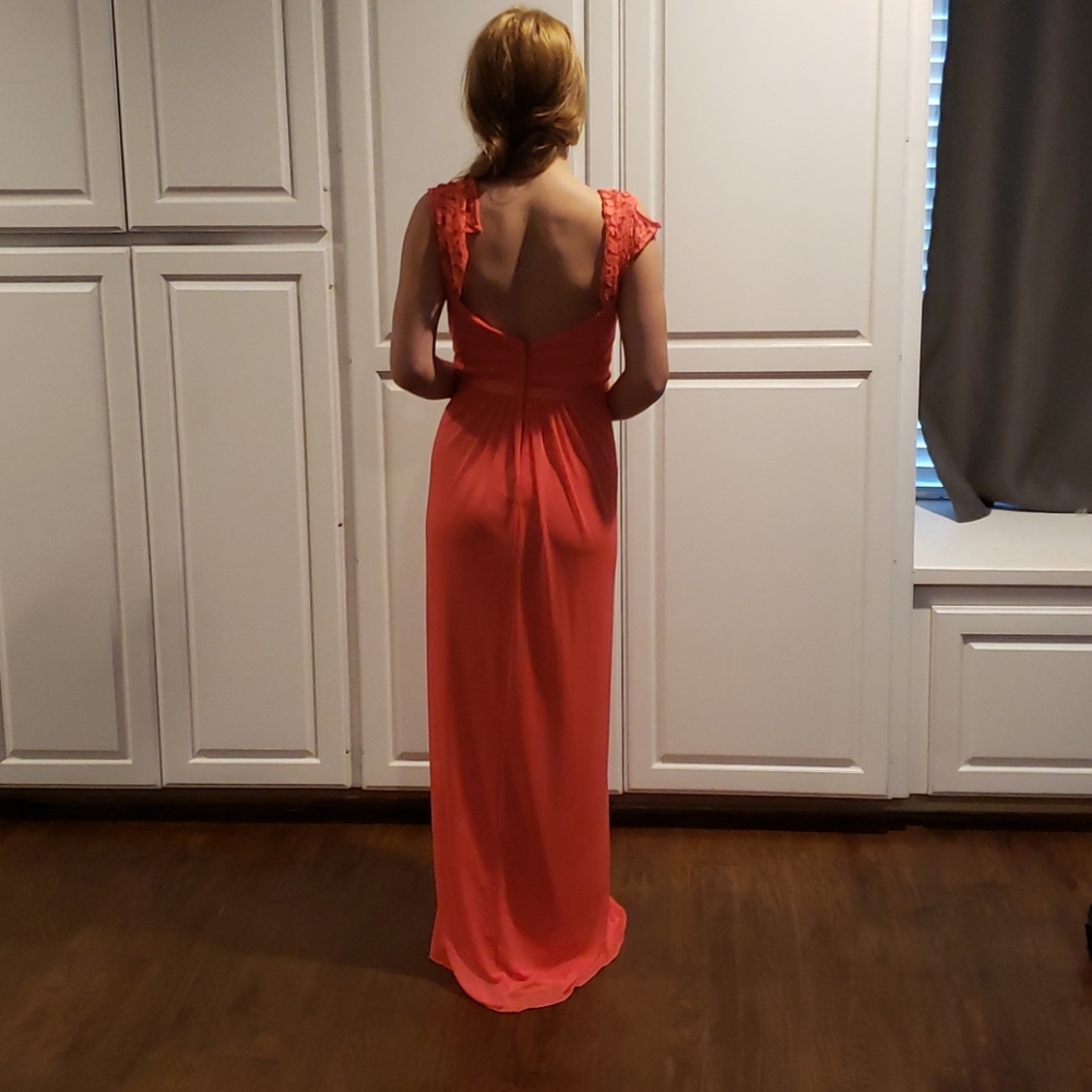 Coral floor length dress